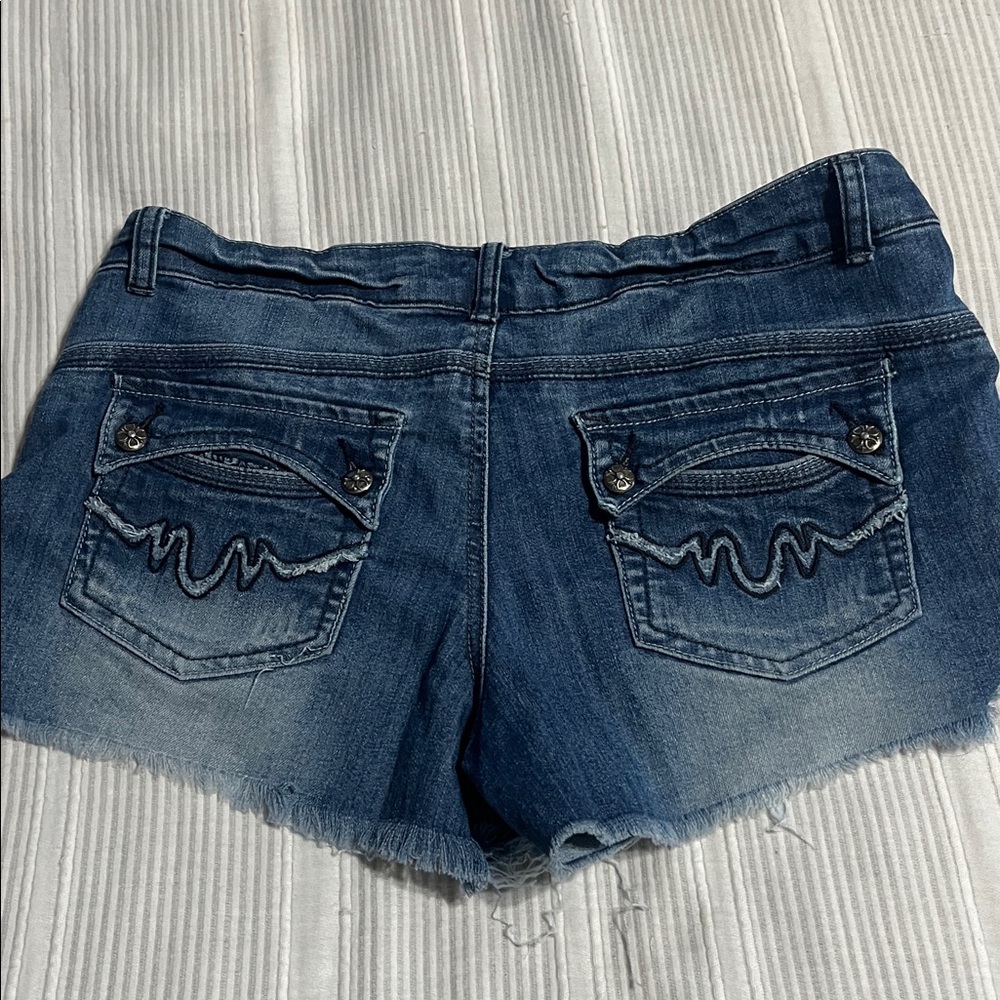 Rue21 Dark Blue Frayed Denim Shorts - Picture 3 of 3